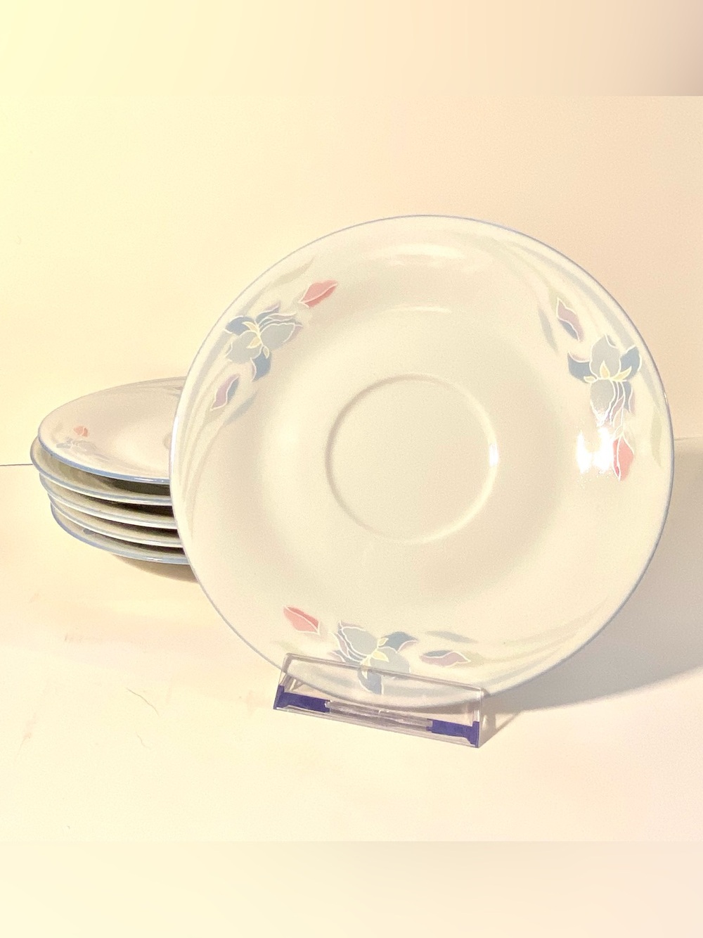 Rare Set of 6 Saucers - Fresh Flowers by Excel in Iris Pattern - Great condition